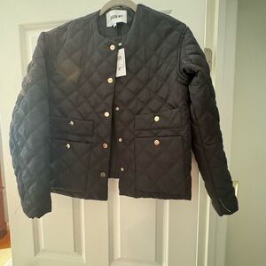 Jason Wu Black Quilted Jacket with Gold Accents